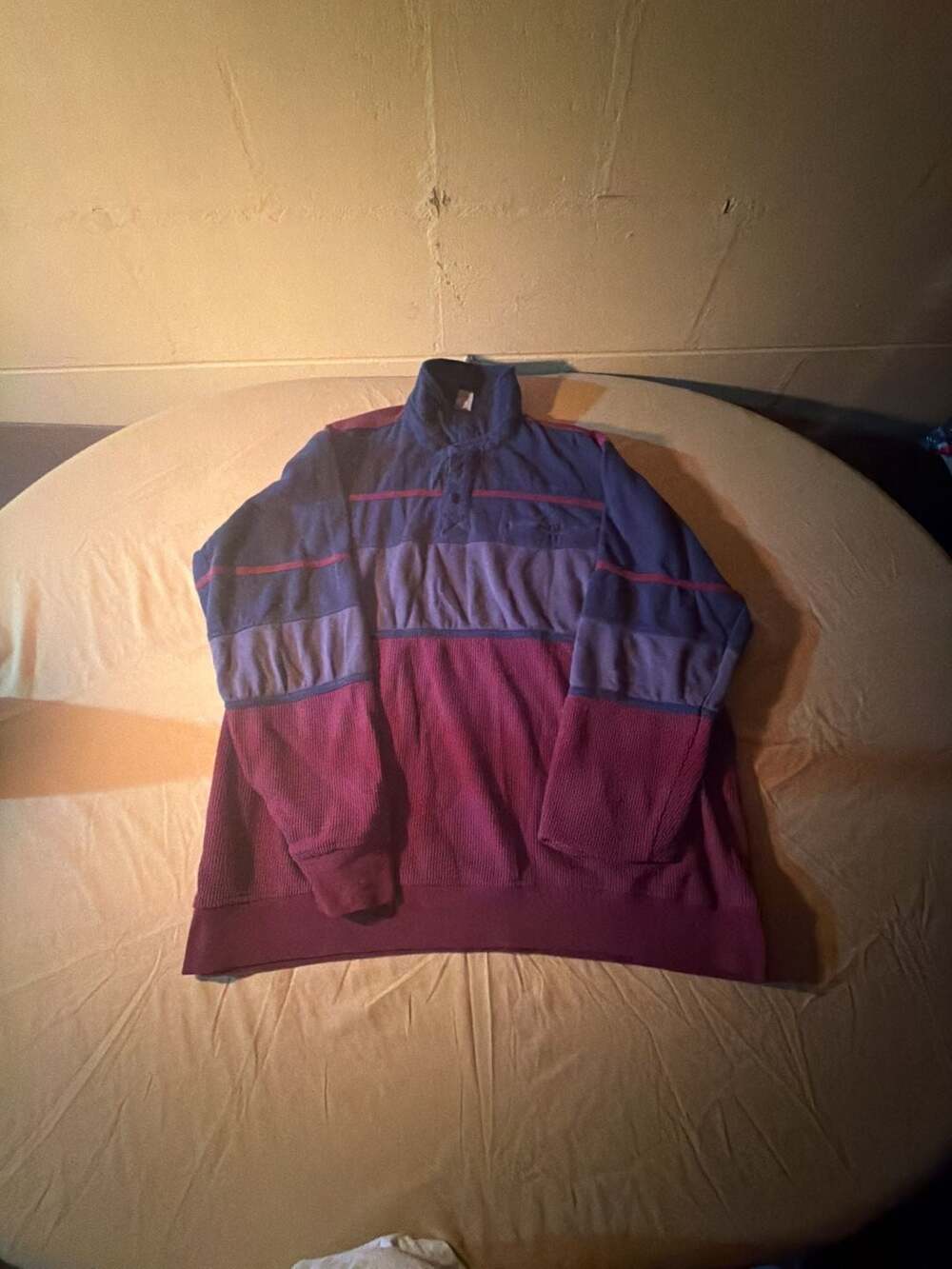 Vintage 90s Haband Casual Joe Colorblock Striped Thermal Polo Long Sleeve Shirt